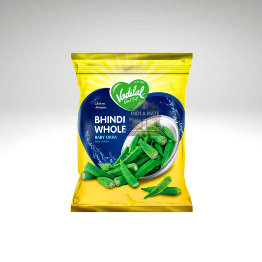 Vadilal Baby Okra (Bhindi Whole) – frozen baby okra for curries and stir-fries. Sold by IndiaMate.