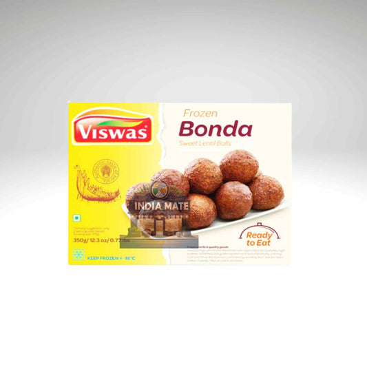 Viswas Frozen Bonda packaging on a gray background
