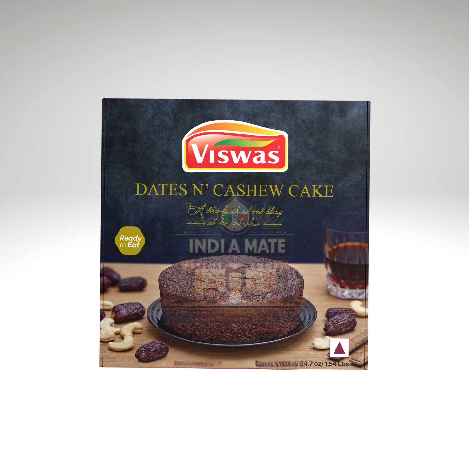 Viswas Dates and Cashew Cake – Moist cake with dates and cashews, available at IndiaMate.