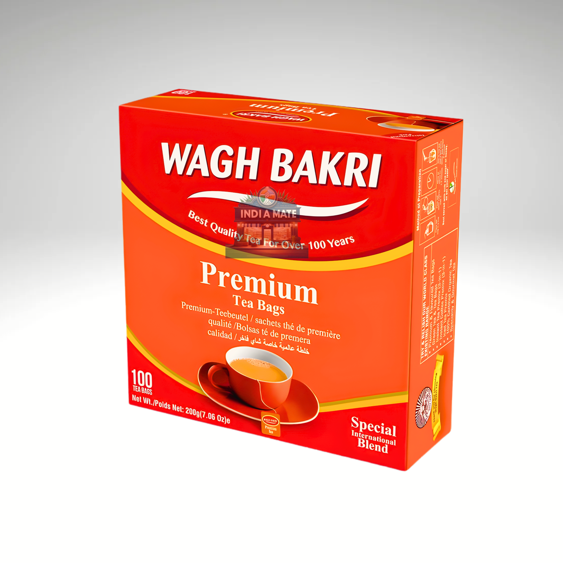 Wagh Bakri Premium Tea Bags – strong and aromatic Indian tea in convenient tea bags.