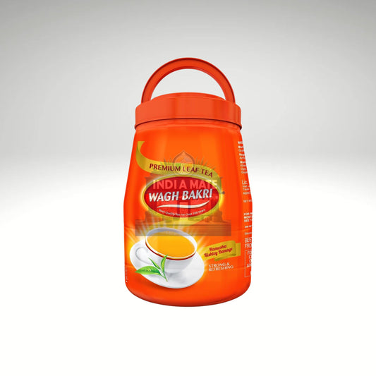 Wagh Bakri Premium Leaf Tea from IndiaMate, showcasing high-quality tea leaves.